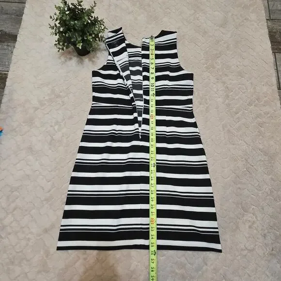 Ann Taylor Factory Petite Black & White Striped Sleeveless Dress, Size 12P - Picture 4 of 8